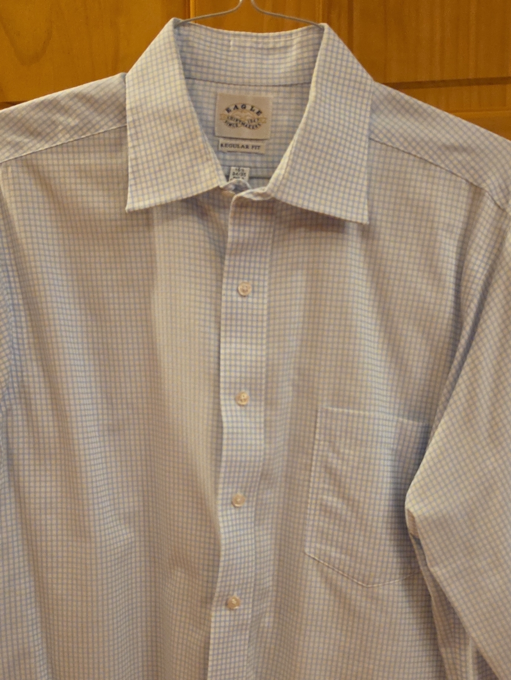 Eagle Light Blue Micro-Check Men's Dress Shirt - Regular Fit